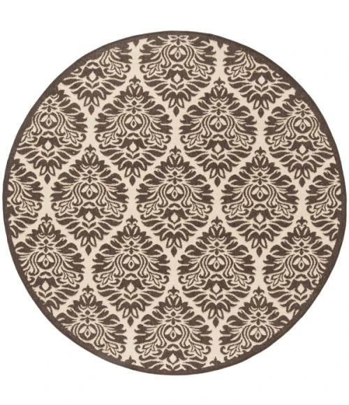Safavieh Linden  Creme / Brown LND135 6 ft. 7 in. X 6 ft. 7 in. Round Rug