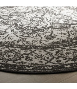 Safavieh Linden  Light Grey / Charcoal LND137 4 ft. X 4 ft. Round Rug
