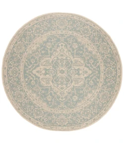 Safavieh Linden  Aqua / Cream LND137 6 ft. 7 in. X 6 ft. 7 in. Round Rug