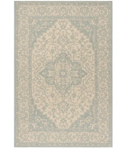 Safavieh Linden  Cream / Aqua LND137 4 ft. X 6 ft. Rectangle Rug