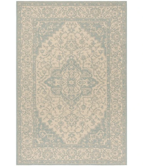 Safavieh Linden  Cream / Aqua LND137 4 ft. X 6 ft. Rectangle Rug