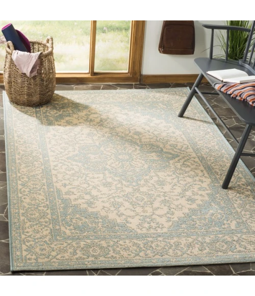 Safavieh Linden  Cream / Aqua LND137 4 ft. X 6 ft. Rectangle Rug