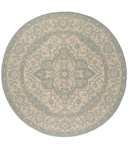 Safavieh Linden  Cream / Aqua LND137 6 ft. 7 in. X 6 ft. 7 in. Round Rug