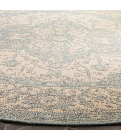 Safavieh Linden  Cream / Aqua LND137 6 ft. 7 in. X 6 ft. 7 in. Round Rug