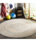 Safavieh Linden  Cream / Aqua LND137 6 ft. 7 in. X 6 ft. 7 in. Round Rug