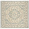 Safavieh Linden  Cream / Aqua LND137 6 ft. 7 in. X 6 ft. 7 in. Square Rug