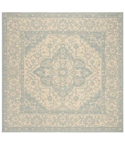 Safavieh Linden  Cream / Aqua LND137 6 ft. 7 in. X 6 ft. 7 in. Square Rug