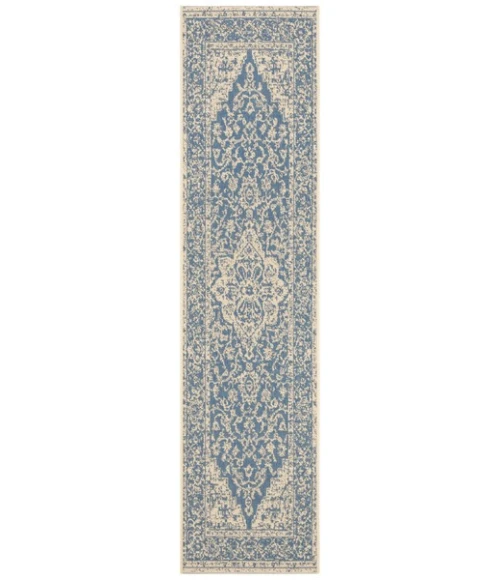 Safavieh Linden  Blue / Creme LND137 2 ft. 2 in. X 10 ft. Runner Rug