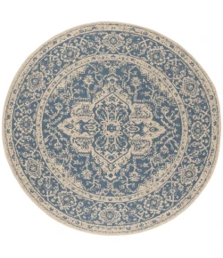 Safavieh Linden  Blue / Creme LND137 6 ft. 7 in. X 6 ft. 7 in. Round Rug