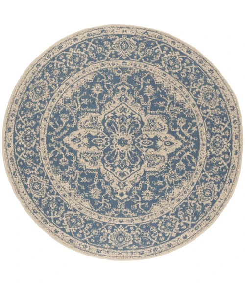 Safavieh Linden  Blue / Creme LND137 6 ft. 7 in. X 6 ft. 7 in. Round Rug