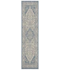Safavieh Linden  Cream / Blue LND137 2 ft. 2 in. X 12 ft. Runner Rug