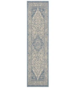 Safavieh Linden  Cream / Blue LND137 2 ft. 2 in. X 12 ft. Runner Rug