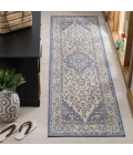 Safavieh Linden  Cream / Blue LND137 2 ft. 2 in. X 12 ft. Runner Rug