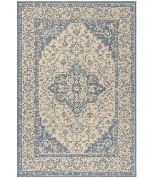 Safavieh Linden  Cream / Blue LND137 4 ft. X 6 ft. Rectangle Rug