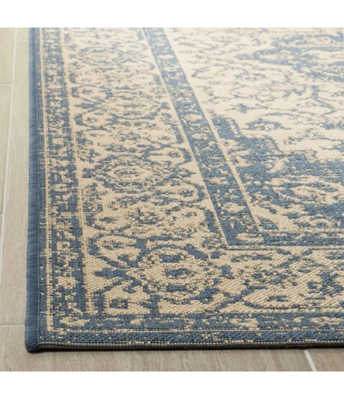 Safavieh Linden  Cream / Blue LND137 2 ft. 2 in. X 12 ft. Runner Rug