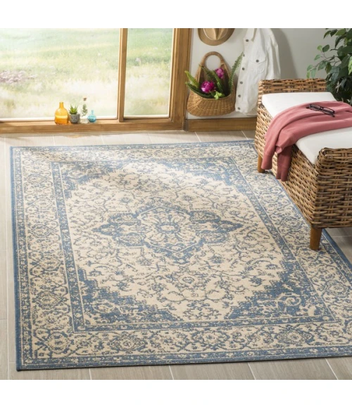 Safavieh Linden  Cream / Blue LND137 4 ft. X 6 ft. Rectangle Rug
