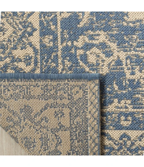 Safavieh Linden  Cream / Blue LND137 2 ft. 2 in. X 12 ft. Runner Rug