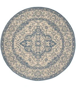 Safavieh Linden  Cream / Blue LND137 6 ft. 7 in. X 6 ft. 7 in. Round Rug