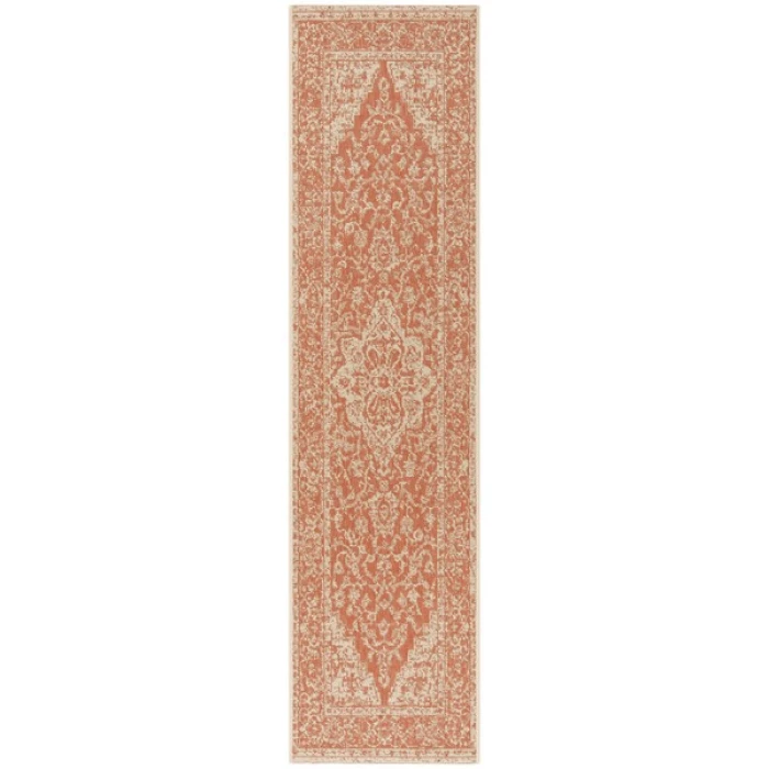 Safavieh Linden  Rust / Creme LND137 2 ft. 2 in. X 10 ft. Runner Rug