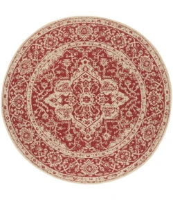 Safavieh Linden  Red / Creme LND137 4 ft. X 4 ft. Round Rug