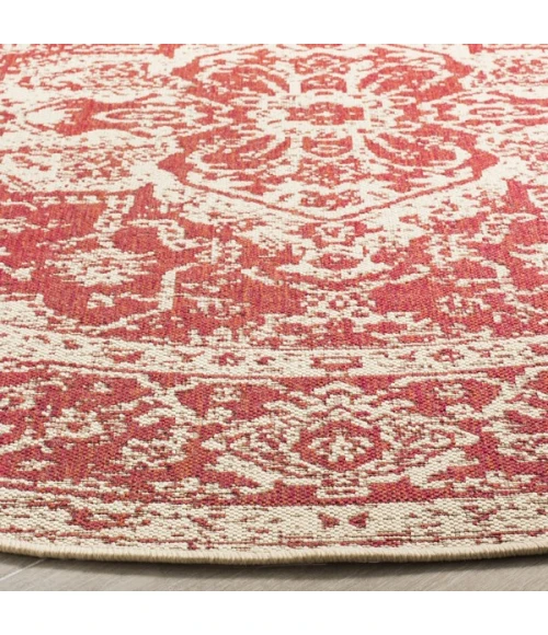 Safavieh Linden  Red / Creme LND137 4 ft. X 4 ft. Round Rug