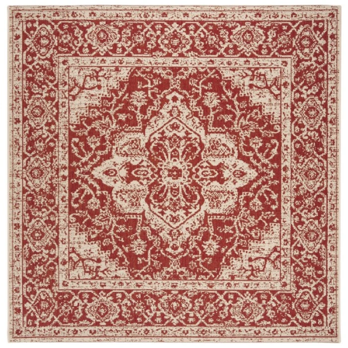 Safavieh Linden  Red / Creme LND137 6 ft. 7 in. X 6 ft. 7 in. Square Rug