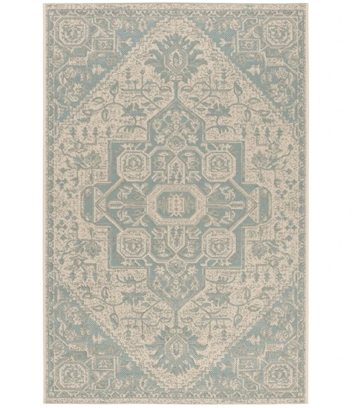 Safavieh Linden  Aqua / Cream LND138 5 ft. 3 in. X 7 ft. 6 in. Rectangle Rug