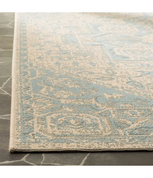 Safavieh Linden  Aqua / Cream LND138 6 ft. 7 in. X 6 ft. 7 in. Square Rug