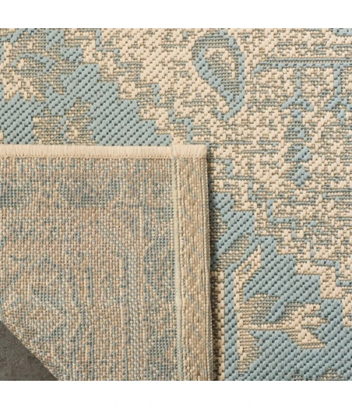 Safavieh Linden  Aqua / Cream LND138 6 ft. 7 in. X 6 ft. 7 in. Square Rug