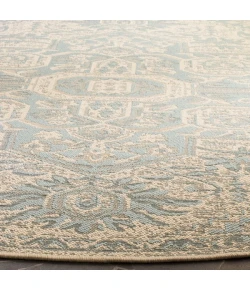 Safavieh Linden  Aqua / Cream LND138 6 ft. 7 in. X 6 ft. 7 in. Round Rug
