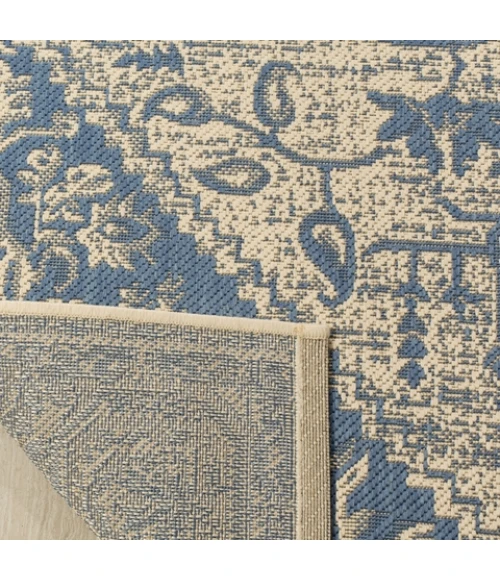 Safavieh Linden  Blue / Creme LND138 6 ft. 7 in. X 6 ft. 7 in. Square Rug