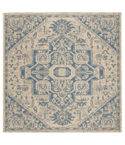 Safavieh Linden  Blue / Creme LND138 6 ft. 7 in. X 6 ft. 7 in. Square Rug