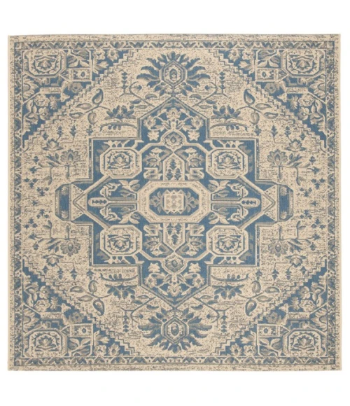 Safavieh Linden  Blue / Creme LND138 6 ft. 7 in. X 6 ft. 7 in. Square Rug
