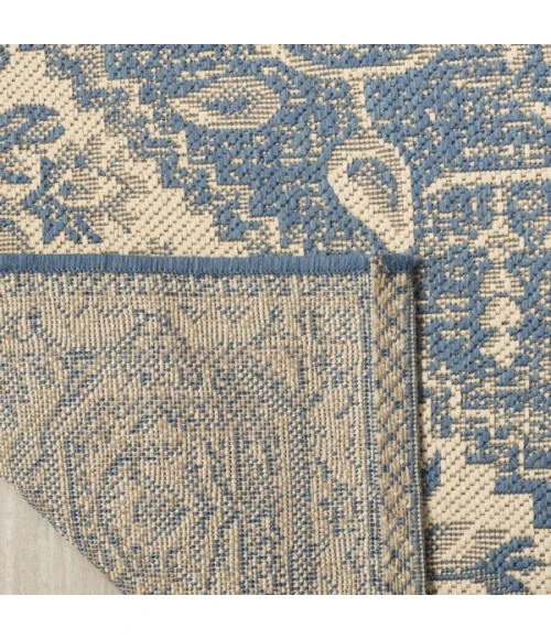 Safavieh Linden  Cream / Blue LND138 6 ft. 7 in. X 6 ft. 7 in. Square Rug