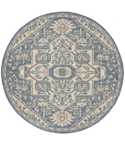 Safavieh Linden  Cream / Blue LND138 6 ft. 7 in. X 6 ft. 7 in. Round Rug