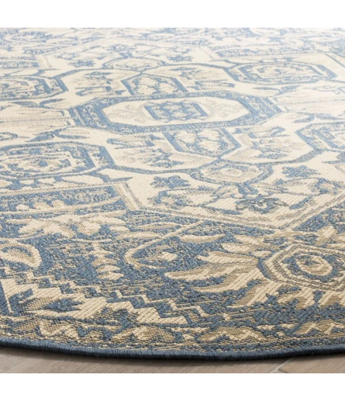 Safavieh Linden  Cream / Blue LND138 6 ft. 7 in. X 6 ft. 7 in. Round Rug