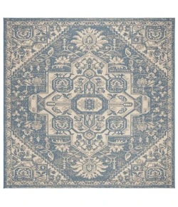 Safavieh Linden  Cream / Blue LND138 6 ft. 7 in. X 6 ft. 7 in. Square Rug