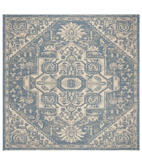 Safavieh Linden  Cream / Blue LND138 6 ft. 7 in. X 6 ft. 7 in. Square Rug
