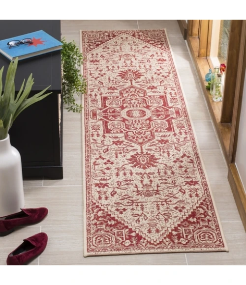 Safavieh Linden  Red / Creme LND138 2 ft. 2 in. X 12 ft. Runner Rug