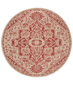 Safavieh Linden  Red / Creme LND138 6 ft. 7 in. X 6 ft. 7 in. Round Rug