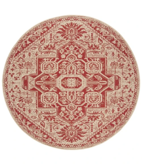 Safavieh Linden  Red / Creme LND138 6 ft. 7 in. X 6 ft. 7 in. Round Rug