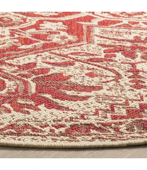 Safavieh Linden  Red / Creme LND138 6 ft. 7 in. X 6 ft. 7 in. Round Rug