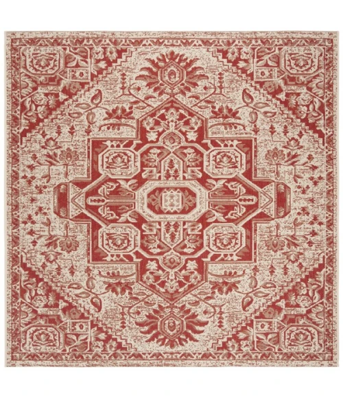 Safavieh Linden  Red / Creme LND138 6 ft. 7 in. X 6 ft. 7 in. Square Rug