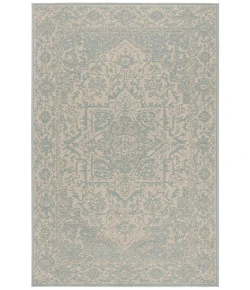 Safavieh Linden  Cream / Aqua LND139 5 ft. 3 in. X 7 ft. 6 in. Rectangle Rug