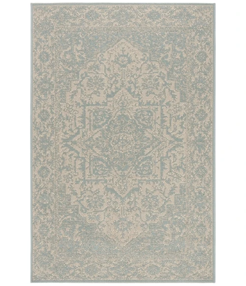 Safavieh Linden  Cream / Aqua LND139 5 ft. 3 in. X 7 ft. 6 in. Rectangle Rug