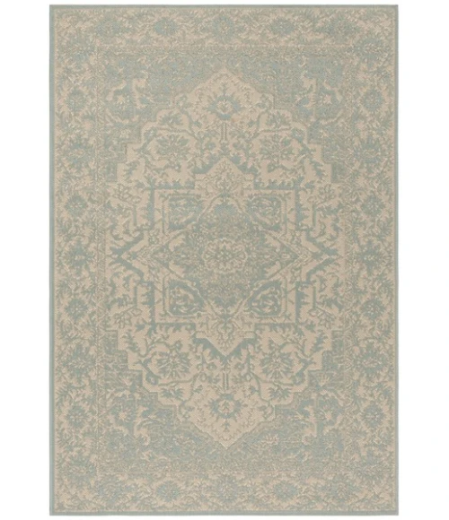 Safavieh Linden  Cream / Aqua LND139 4 ft. X 6 ft. Rectangle Rug