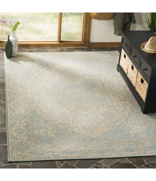 Safavieh Linden  Cream / Aqua LND139 4 ft. X 6 ft. Rectangle Rug