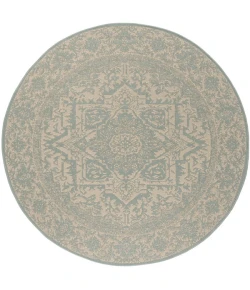 Safavieh Linden  Cream / Aqua LND139 6 ft. 7 in. X 6 ft. 7 in. Round Rug