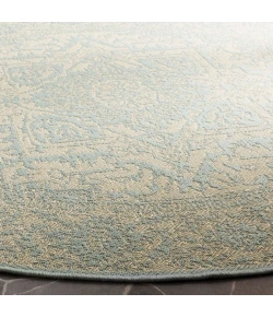 Safavieh Linden  Cream / Aqua LND139 6 ft. 7 in. X 6 ft. 7 in. Round Rug
