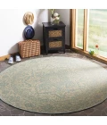 Safavieh Linden  Cream / Aqua LND139 6 ft. 7 in. X 6 ft. 7 in. Round Rug